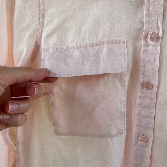 Go Silk Women's Light PInk 100% Linen Long Sleeve Button Down Shirt Size S - Picture 5 of 9